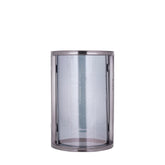 Windlicht Jarie Gunmetal Small van PTMD, klein windlicht met roestvrijstalen frame op witte achtergrond