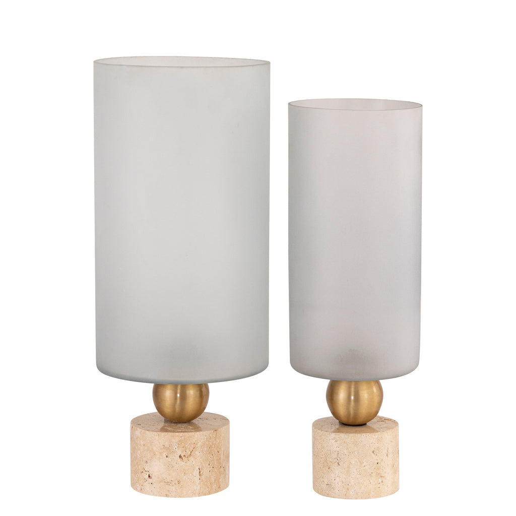 Windlicht Levee L - Ø20x50 cm - Glas - Wit PTMD - Windlicht - PTMD - livinglovely.nl