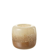 Windlicht Opi Glas Bruin/Beige Small - Windlicht - J-Line - livinglovely.nl