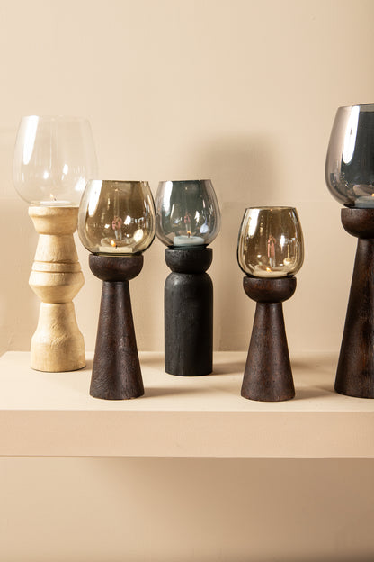 Windlicht Qez Mangohout Crème XL Ø20x44cm PTMD - Windlicht - PTMD - livinglovely.nl