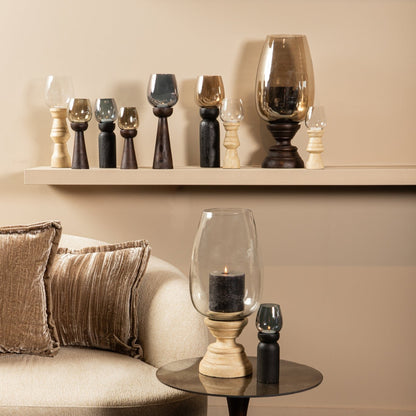 Windlicht Qez Mangohout Crème XL Ø20x44cm PTMD - Windlicht - PTMD - livinglovely.nl