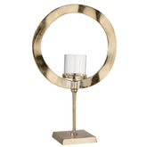 Windlicht Rond Voet Aluminium Goud Large - Windlicht - J-Line - livinglovely.nl