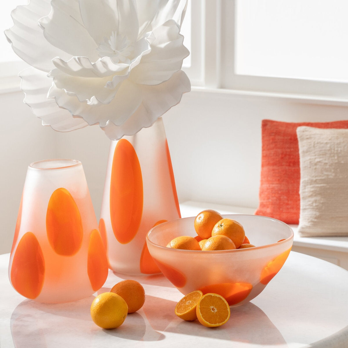 Windlicht Stippen Glas Donkeroranje/Transparant Small J-Line