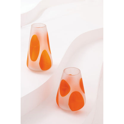 Windlicht Stippen Glas Donkeroranje/Transparant Small J-Line