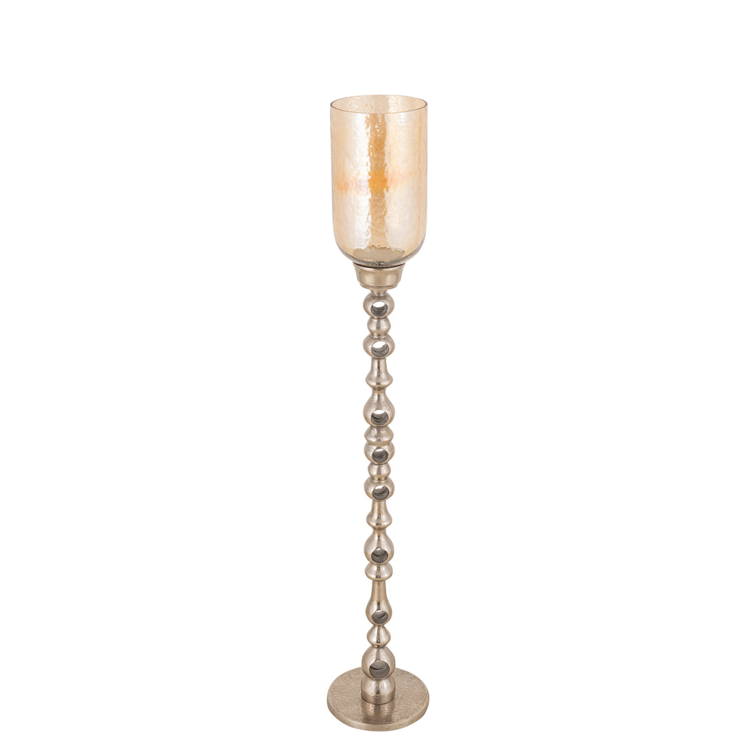 Windlicht Tracy Champagne van PTMD, champagnekleurig aluminium met glas, volledig in beeld op wit