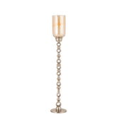Windlicht Tracy Champagne van PTMD, tweede aanzicht van champagnekleurig aluminium met glas