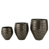 Windlichten Metaal Zwart Set van 3 - Kandelaar - J-Line - livinglovely.nl