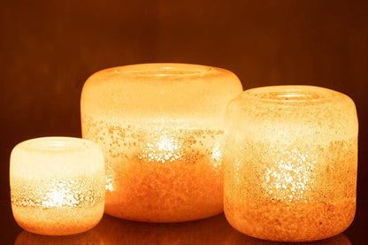 Windlicht/Vaas Opi Glas Bruin/Beige Large L25xB25xH24 cm - Windlicht - J-Line - livinglovely.nl