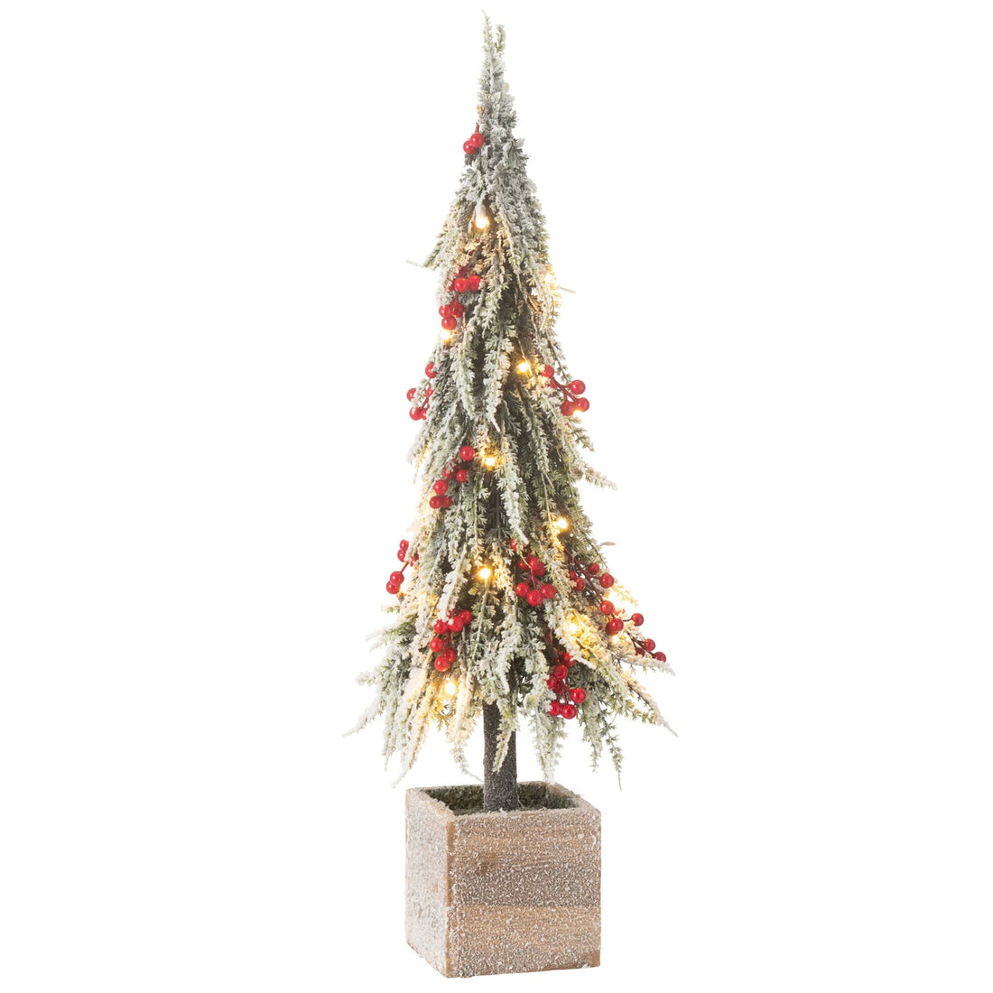 Xmas Tree+Led Artificial Snow Green/Red Midum - - J-Line - livinglovely.nl