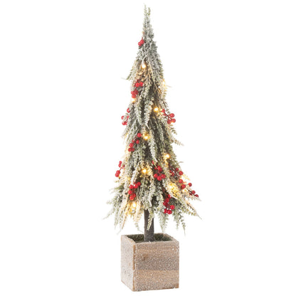 Xmas Tree+Led Artificial Snow Green/Red Midum - - J-Line - livinglovely.nl