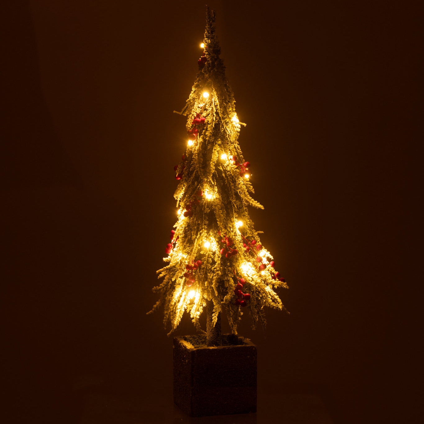 Xmas Tree+Led Artificial Snow Green/Red Midum - - J-Line - livinglovely.nl