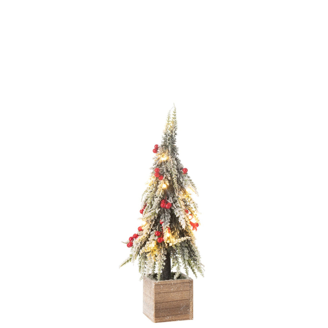 Xmas Tree+Led Plastic Snow Green/Red Small - - J-Line - livinglovely.nl