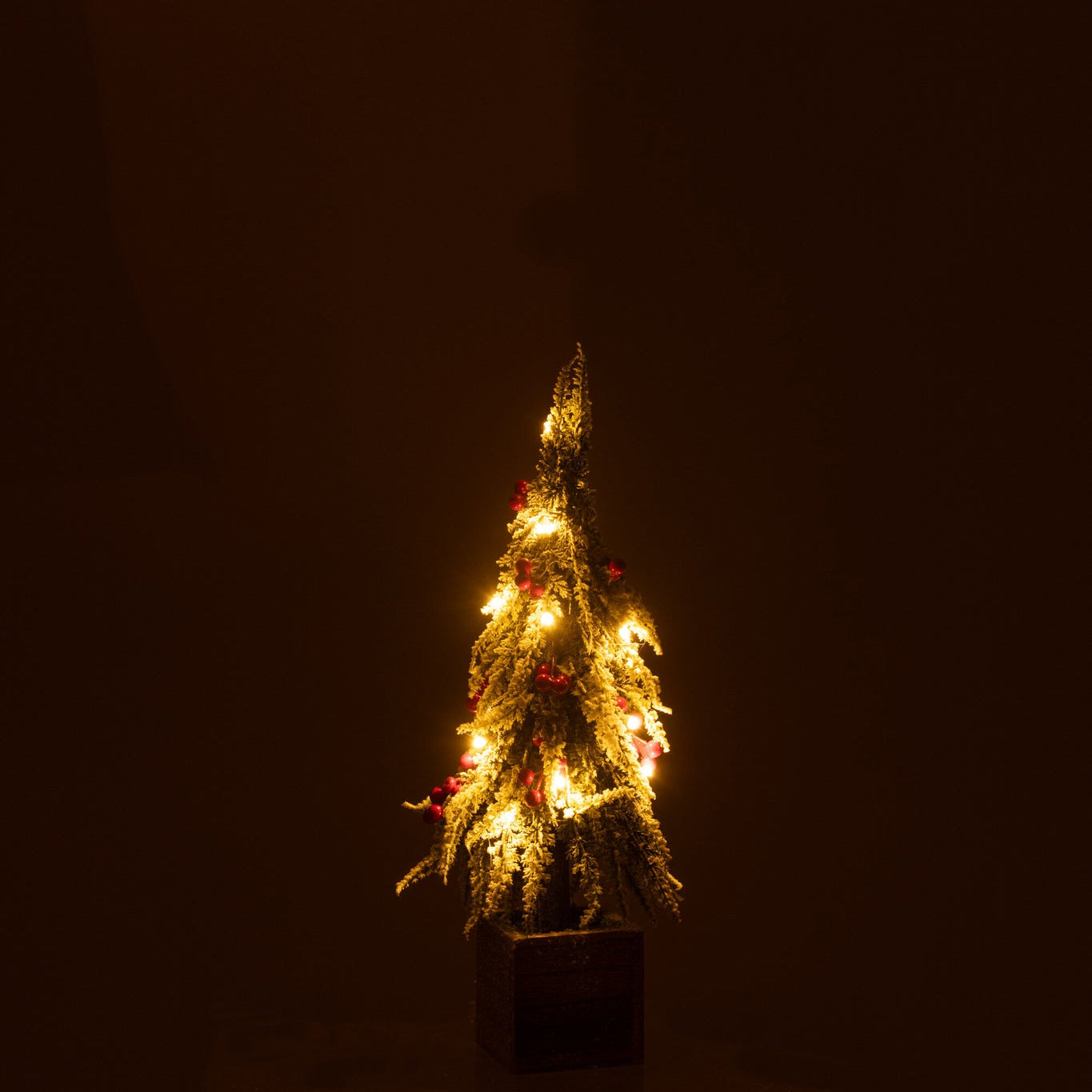 Xmas Tree+Led Plastic Snow Green/Red Small - - J-Line - livinglovely.nl