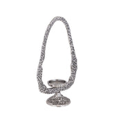 Yindee Gun Metal Casted Alu Oval Candle Holder L van PTMD, tweede aanzicht van de kandelaar op witte achtergrond
