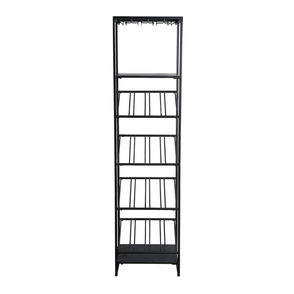 Zalig Wijnrek - 46x35x179cm - Ijzer - Zwart PTMD - Wijnrek - PTMD - livinglovely.nl