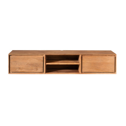 Zwevend TV-meubel Ambiance van Starfurn in naturel mangohout, 160 cm breed