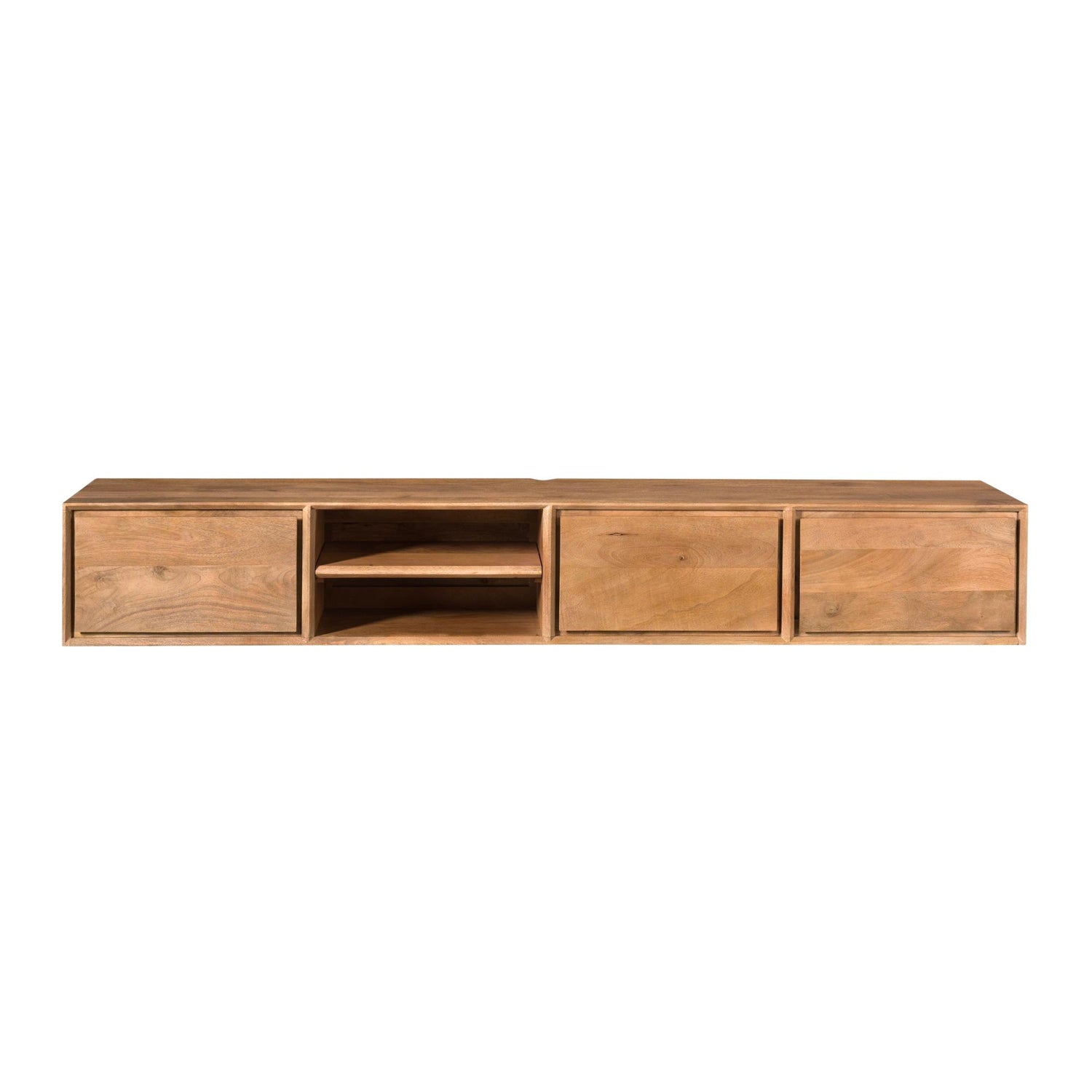 Zwevend TV-meubel Ambiance van Starfurn in naturel mangohout, 200 cm breed