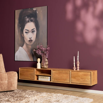 TV-meubel Ambiance Naturel 200cm van Starfurn, zwevend meubel van mangohout