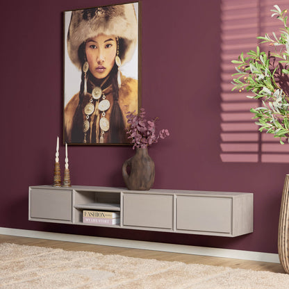 Zwevend TV-meubel Ambiance Taupe 200 cm van Starfurn met greeploze lades