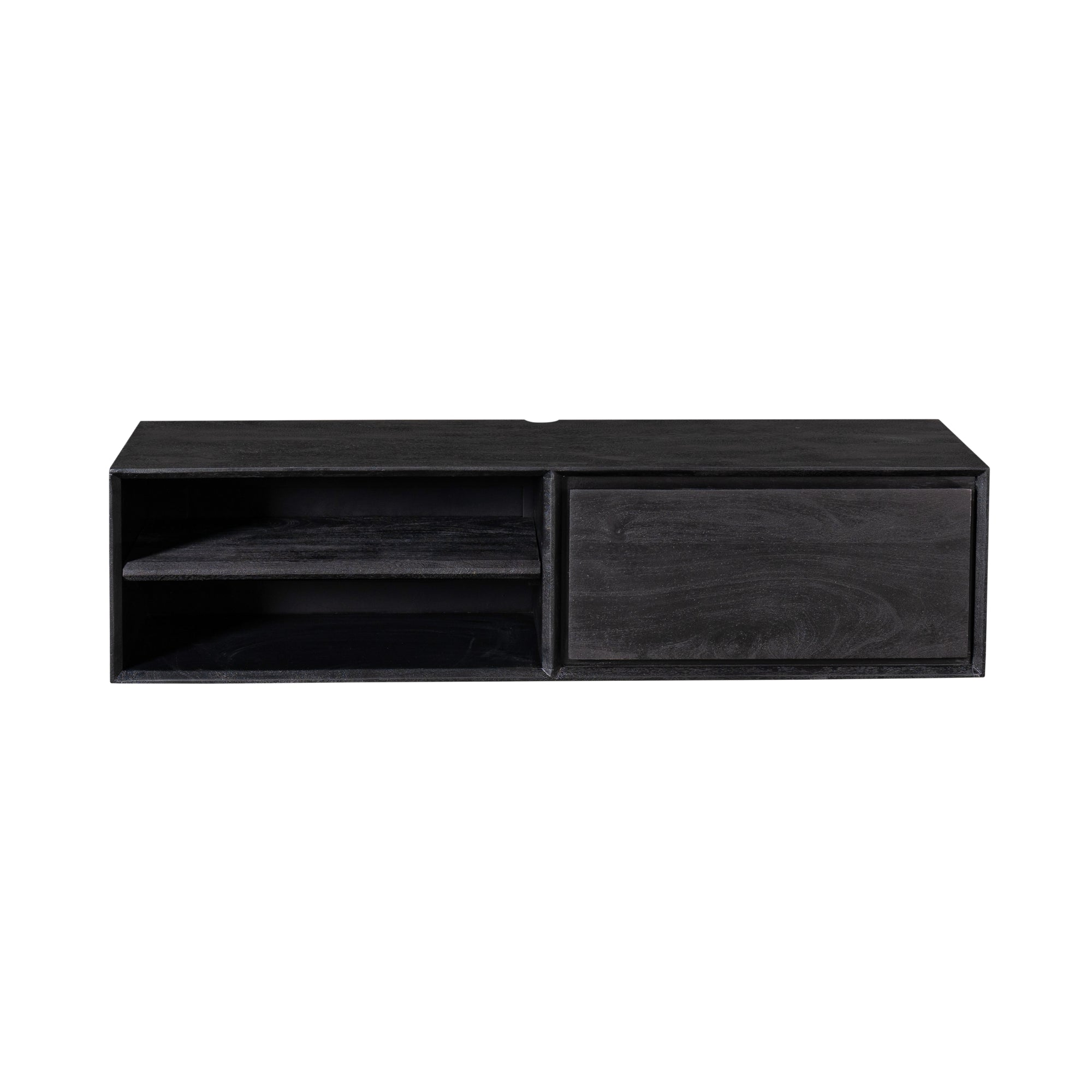 Zwevend TV-meubel Ambiance van Starfurn in zwart mangohout, 120 cm breed