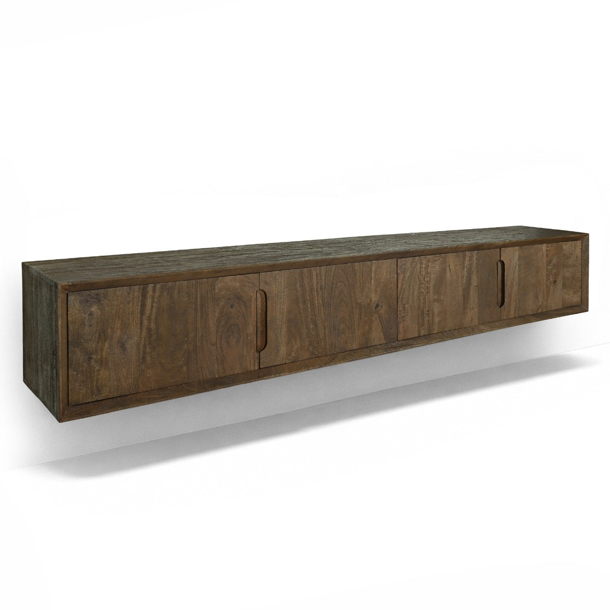 Zwevend TV-meubel Cortez van Livingfurn in mangohout Malta, 220 cm breed