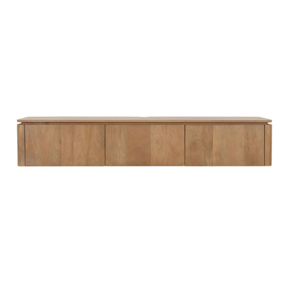 Zwevend TV-meubel Dallas van Starfurn in naturel mangohout, 165 cm breed