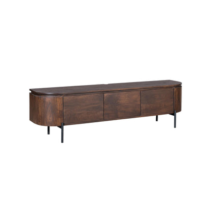 Zwevend TV-meubel Excellent Bruin 160cm van Starfurn schuin van links, met afgeronde zijkant