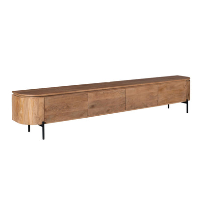 Zwevend TV-meubel Excellent Naturel 200cm van Starfurn schuin van links, met afgeronde zijkant