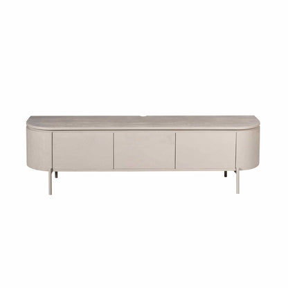 Zwevend TV-meubel Excellent Taupe 160cm van Starfurn op metalen pootjes, vooraanzicht