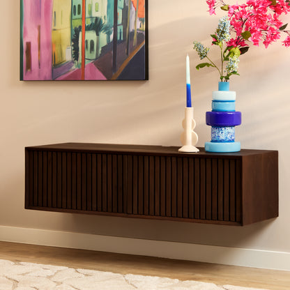Zwevend tv meubel Madison van Starfurn in bruin mangohout van 120 cm