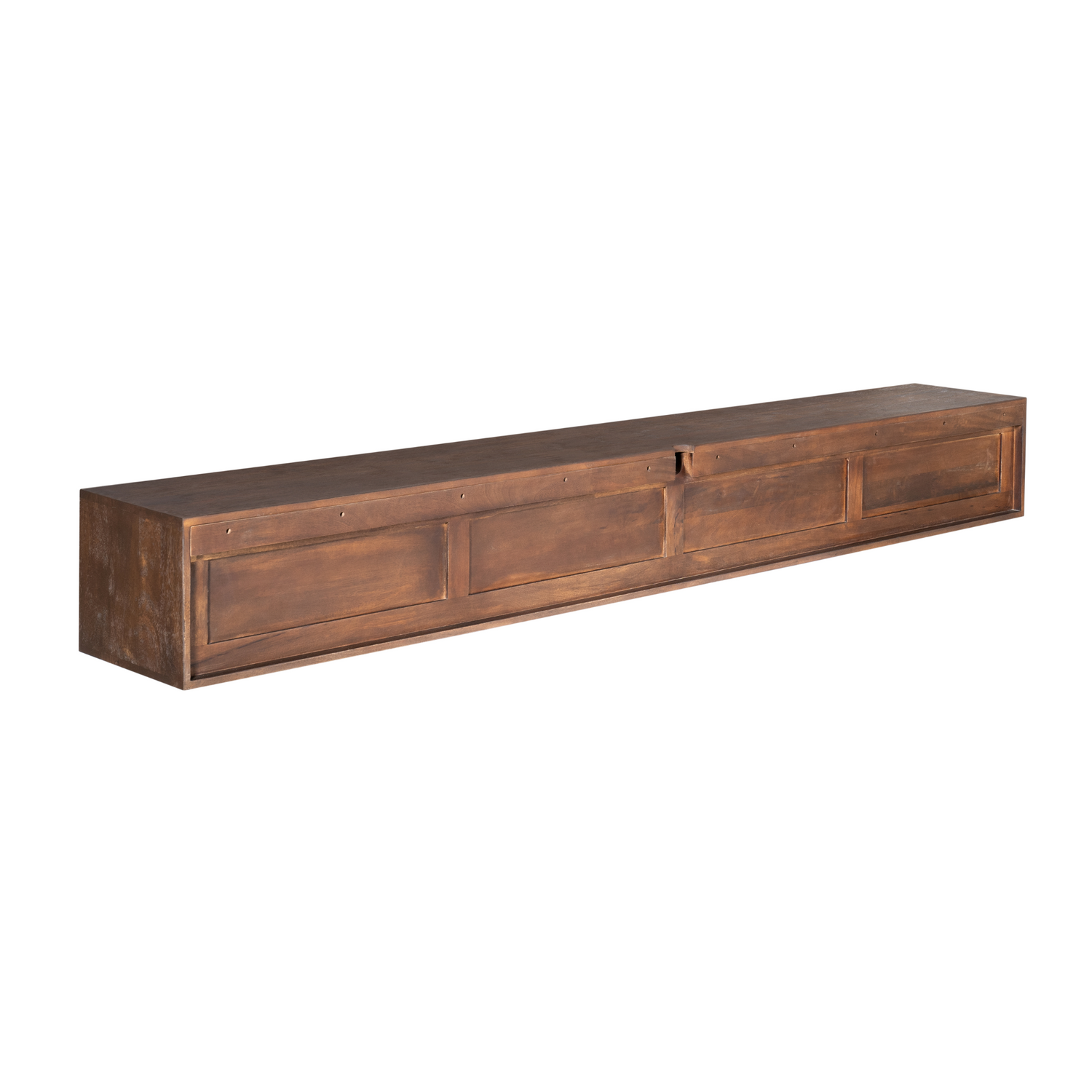 Zwevend Tv Meubel Madison Mangohout Bruin 240cm van Starfurn, 240 cm breed meubel over de volle wand