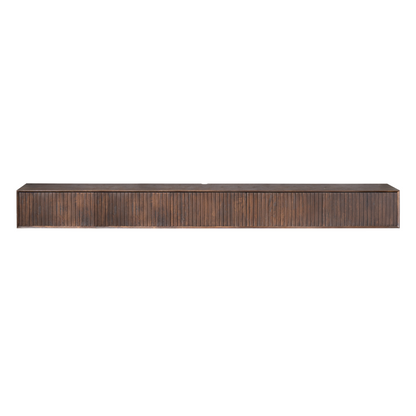 Zwevend Tv Meubel Madison Mangohout Bruin 280cm van Starfurn, detail van de bruine finish op mangohout