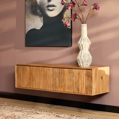 Zwevend tv meubel Madison van Starfurn in naturel mangohout, 120 cm breed