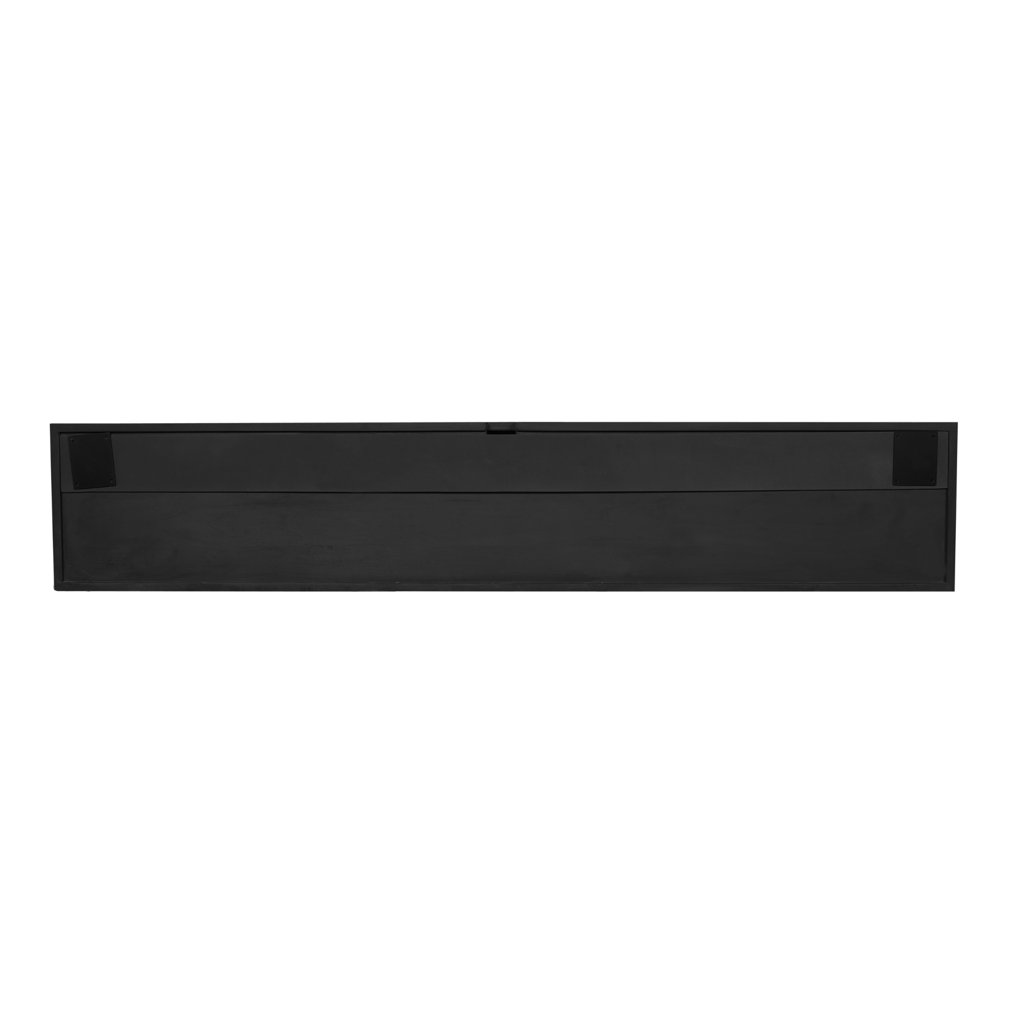 Het Madison tv meubel zwart gestyled met decoratie onder een wandgemonteerde televisie