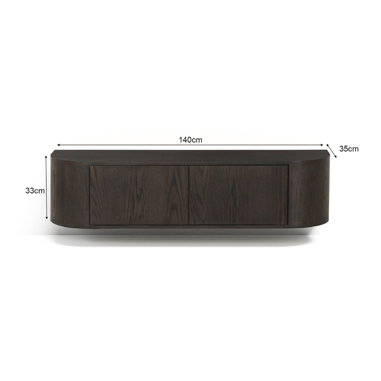 Afmetingen Zwevend TV-meubel Novero 140cm: L140cm x B35cm x H33cm
