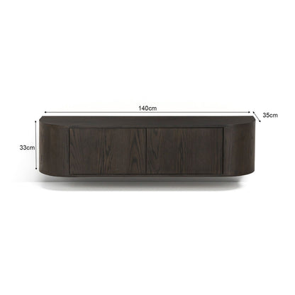 Afmetingen Zwevend TV-meubel Novero 140cm: L140cm x B35cm x H33cm