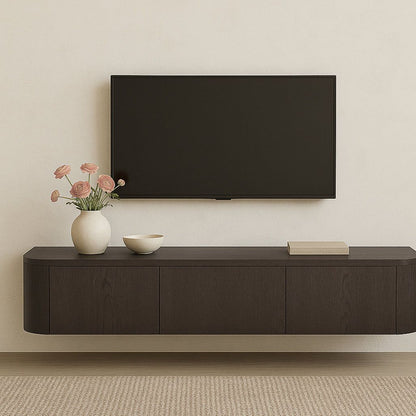 Zwevend TV-meubel Novero espresso 180cm in een woonkamer