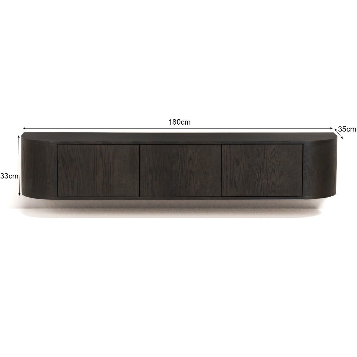 Afmetingen Zwevend TV-meubel Novero 180cm: L180cm x B35cm x H33cm