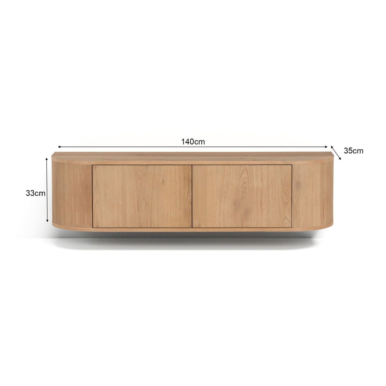 Afmetingen Zwevend TV-meubel Novero 140cm: L140cm x B35cm x H33cm