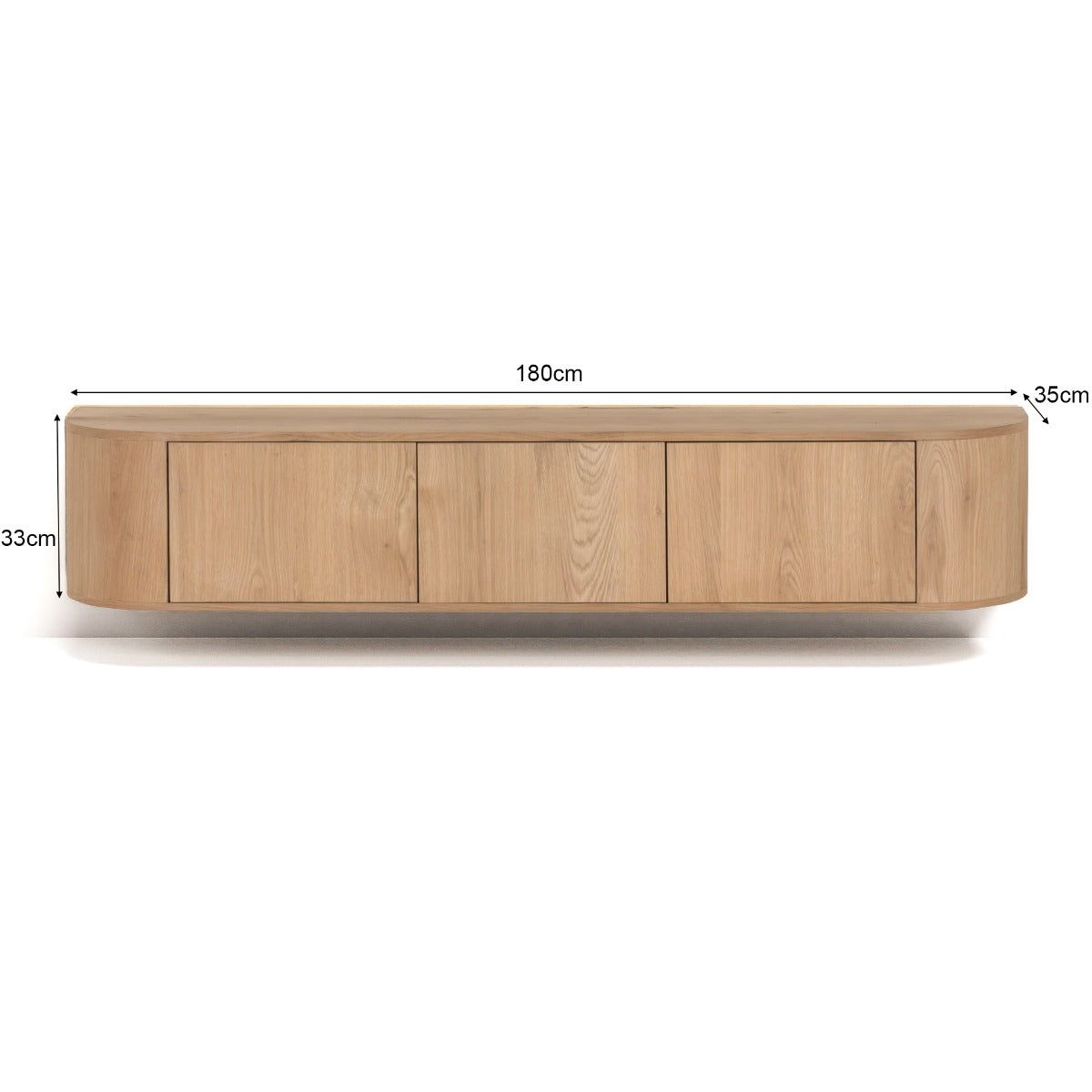 Afmetingen Zwevend TV-meubel Novero 180cm: L180cm x B35cm x H33cm